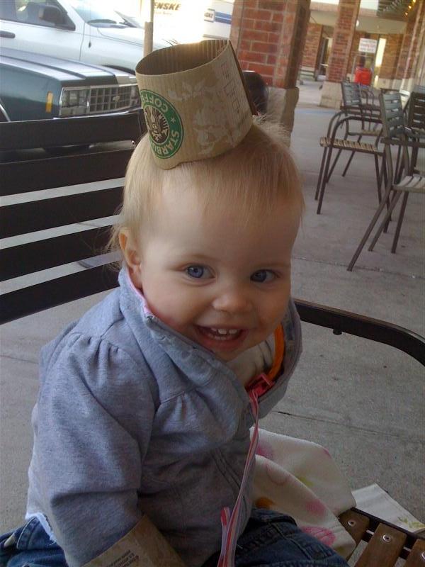 Jess_StarbucksDay (Medium).jpg - A What?...  Where?... Daddy's silly, I look like a carnival monkey!